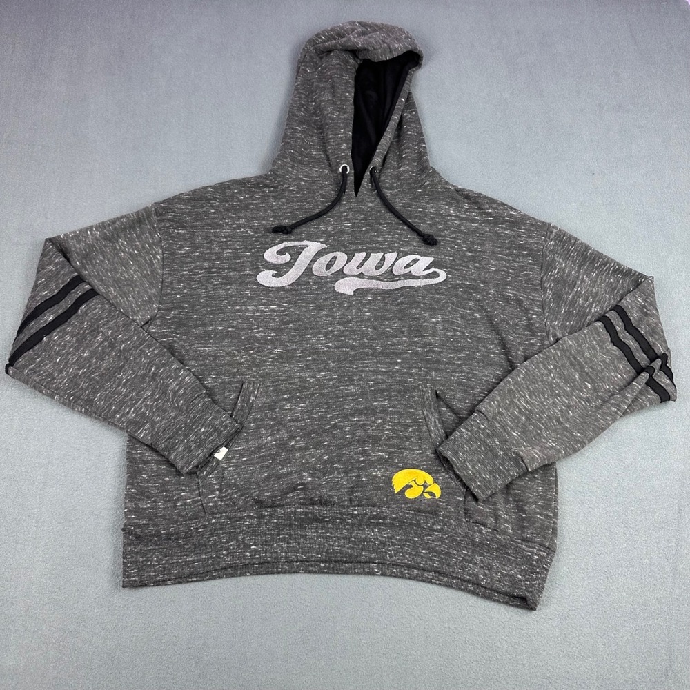 Colosseum Iowa Hawkeyes Womens Medium Gray Space Dye Hoodie Sweatshirt Stripe